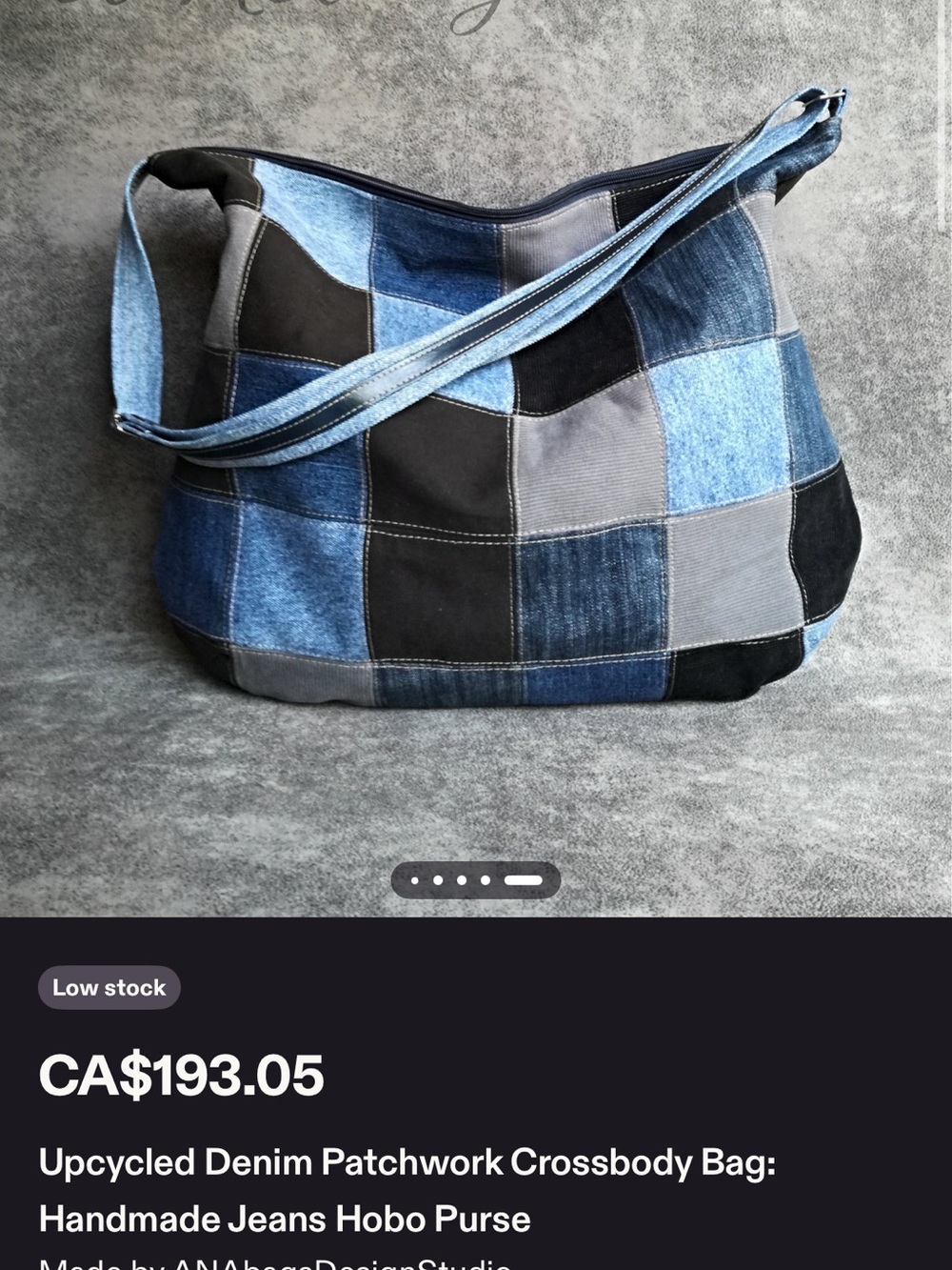 Handmade Denim Patchwork Hobo Bag – Blue/Grey Patch